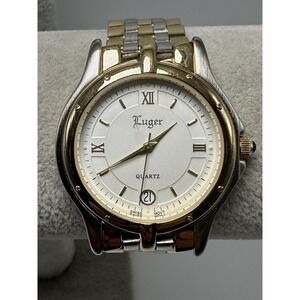 Luger Mens Watch New Battery 34MM 7" Two Tone S73